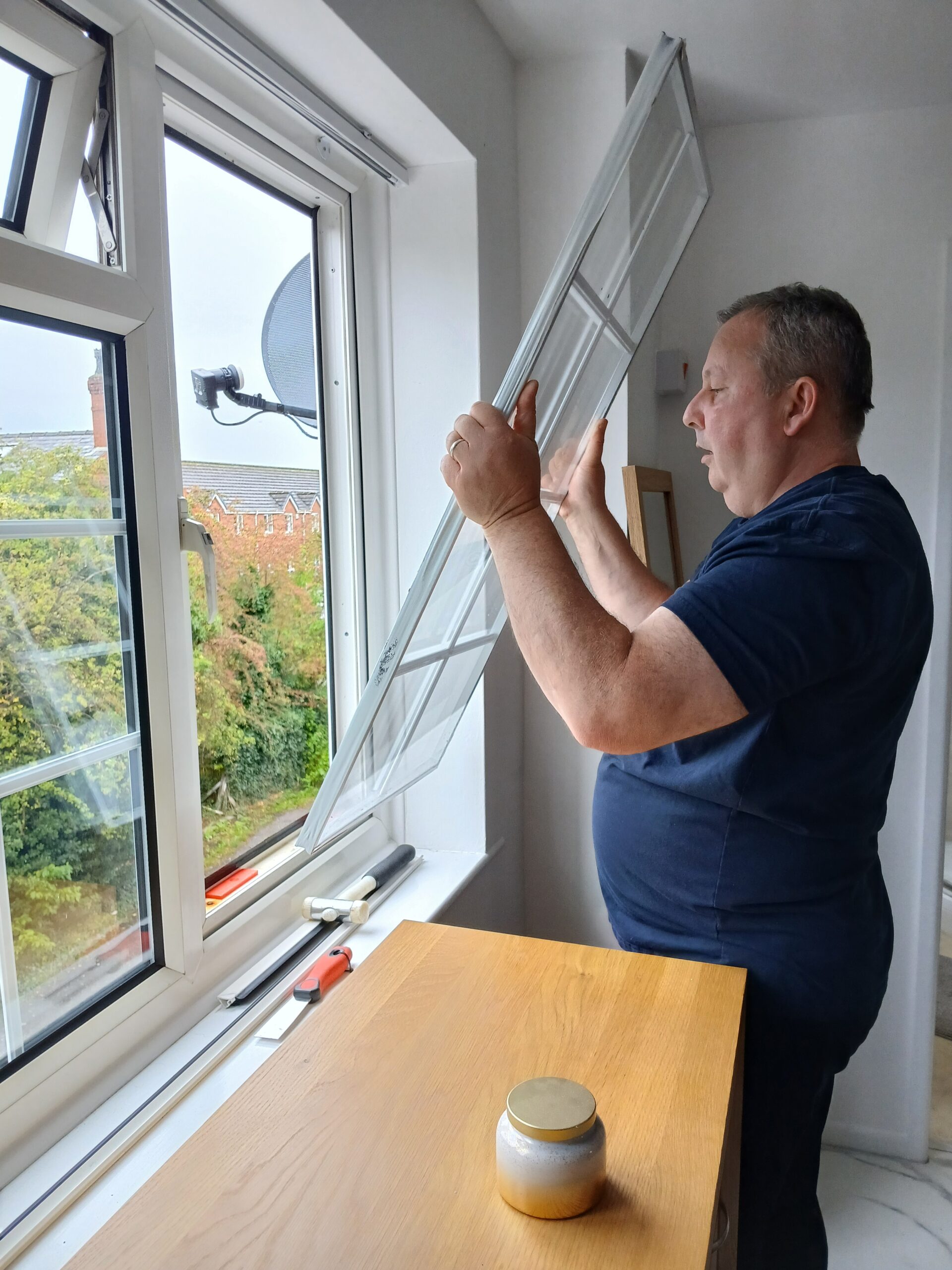 Replacement double glazed window unit installation in Stockport home